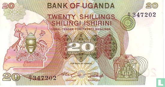 Oeganda 20 Shillings ND (1982) - Afbeelding 1