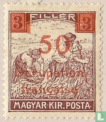 Wheat harvesting, with overprint
