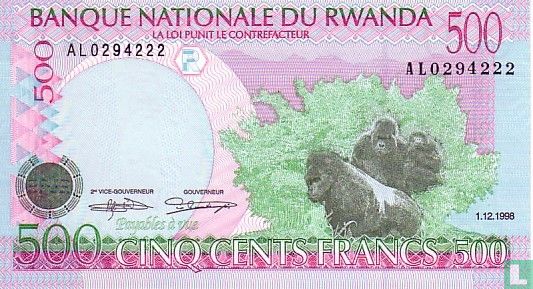 Rwanda 500 Francs 1998 - Image 1