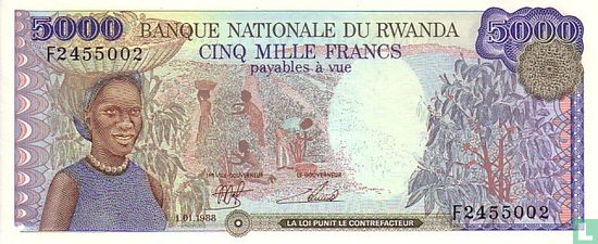 Rwanda 5000 Francs 1988 - Afbeelding 1