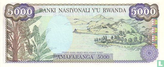 Rwanda 5000 Francs 1988 - Image 2