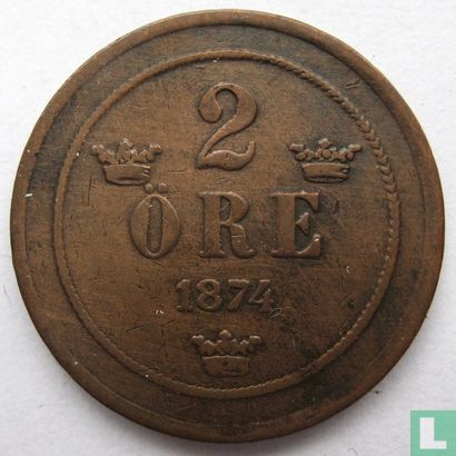 Suède 2 öre 1874 - Image 1