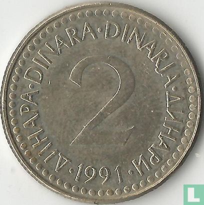Joegoslavië 2 dinara 1991 - Afbeelding 1
