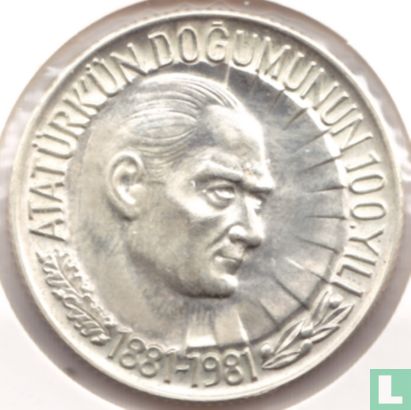Turkije ½ lira 1981 (zilver) "100th anniversary Birth of Atatürk" - Afbeelding 1