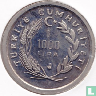 Turkije 1000 lira 1986 (PROOF) "International Year of Peace" - Afbeelding 2