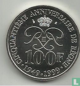 Monaco 100 francs 1999 "50th Anniversary of the Reign of Prince Rainier III" - Afbeelding 2