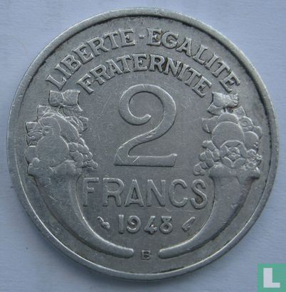 Frankrijk 2 francs 1948 (met B) - Afbeelding 1