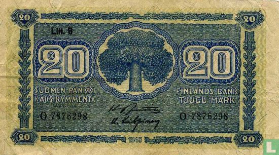 Finlande 20 Markkaa 1945 (1948) - Image 1