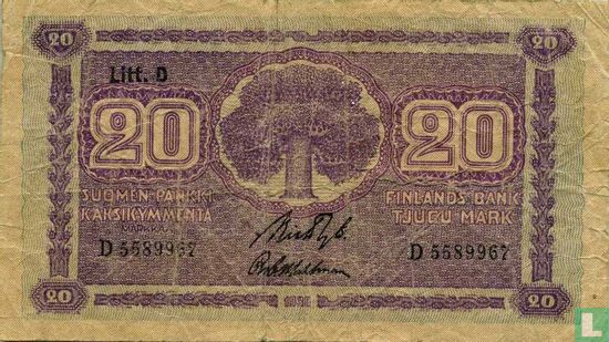 Finland 20 Markkaa 1939 (1939-45) - Afbeelding 1