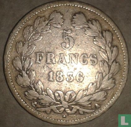 Frankrijk 5 francs 1836 (A) - Afbeelding 1