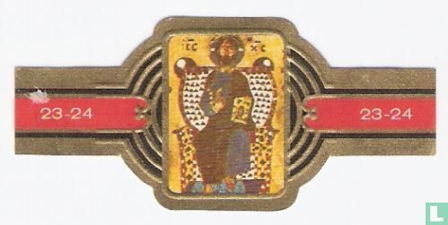 Byzantijnse stijl, 11e eeuw. Gouden gedenkplaat met geëmailleerde figuren - Image 1