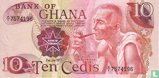 Ghana 10 Cedis 1977 - Afbeelding 1
