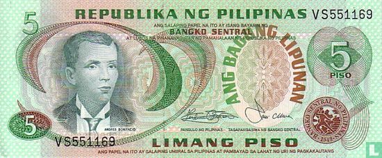 Philippinen 5 Piso (Marcos & Laya schwarze Seriennummer) - Bild 1