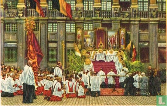 Brussel - Het Bidaltaar op de Groote Markt voor de Processie van het Heilig Sacrament van Mirakelen