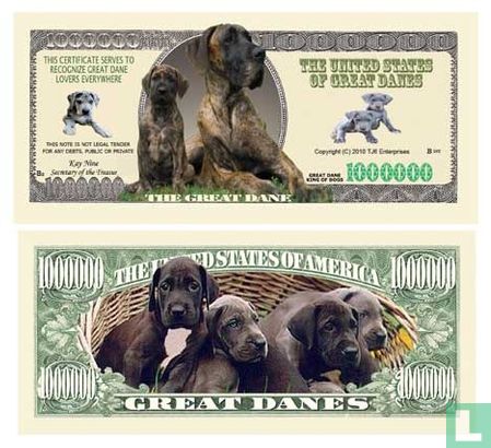GREAT DANE chiens dollar bill (USA)