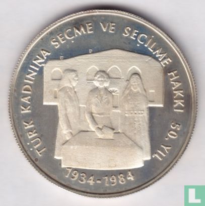 Turkey 5000 lira 1984 (PROOF - type 1) "50 years Women's Suffrage" - Image 1