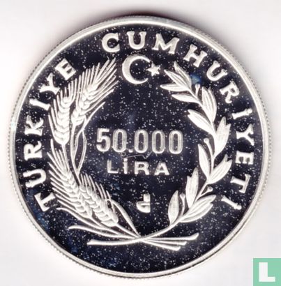 Turkije 50.000 lira 1994 (PROOF - type 2) "Football World Cup in USA" - Afbeelding 2