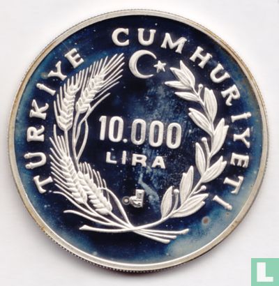 Turkije 10.000 lira 1986 (PROOF - type 1) "Football World Cup in Mexico" - Afbeelding 2
