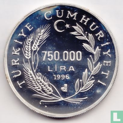 Türkei 750.000 Lira 1996 (PP) "1998 Football World Cup in France" - Bild 1