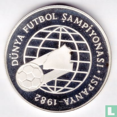 Turkey 500 lira 1982 (PROOF - type 1 - medal alignment) "Football World Cup in Spain" - Image 1