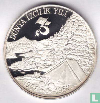 Turkey 3000 lira 1982 (PROOF - without mintmark) "75th anniversary Founding of the scout movement" - Image 1