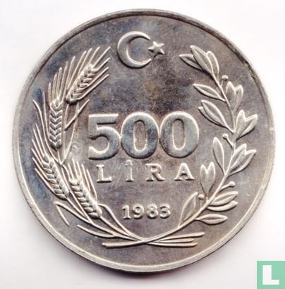 Turkije 500 lira 1983 "Lydia - First coin in the world" - Afbeelding 1
