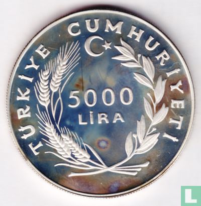 Turkey 5000 lira 1984 (PROOF) "Winter Olympics in Sarajevo" - Image 2