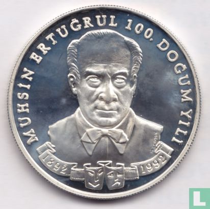 Turkije 50.000 lira 1992 (PROOF) "100th anniversary Birth of Muhsin Ertugrul" - Afbeelding 1
