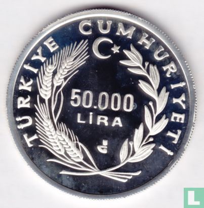 Turkije 50.000 lira 1992 (PROOF) "100th anniversary Birth of Muhsin Ertugrul" - Afbeelding 2