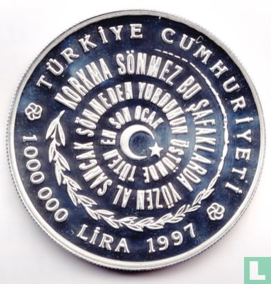 Turkije 1.000.000 lira 1997 (PROOF) "60th anniversary Death of Mehmed Akif Ersoy" - Afbeelding 1