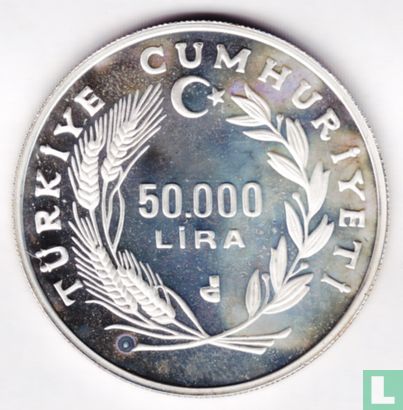 Turkije 50.000 lira 1993 (PROOF) "100th anniversary Death of Piotr Ilitch Tchaikovsky" - Afbeelding 2