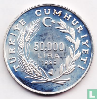 Turkije 50.000 lira 1995 (PROOF) "75th anniversary Turkish National Assembly" - Afbeelding 2