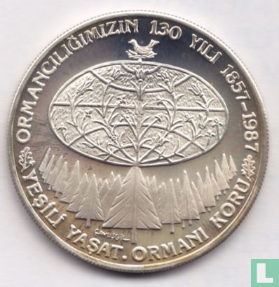 Turkey 10.000 lira 1987 (PROOF) "130 years of Turkish Forestry" - Image 1