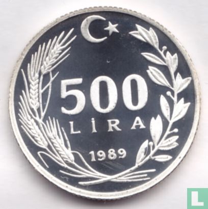Turkije 500 lira 1989 (PROOF) - Afbeelding 1