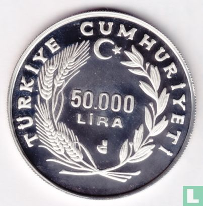 Turkije 50.000 lira 1992 (PROOF) "500 years Jewish Immigration to Turkey" - Afbeelding 2