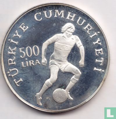 Turkije 500 lira 1982 (PROOF - type 1 - muntslag) "Football World Cup in Spain" - Afbeelding 2
