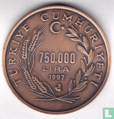Turquie 750.000 lira 1997 (OXYDE) "First World Air Games - Manned flight" - Image 1