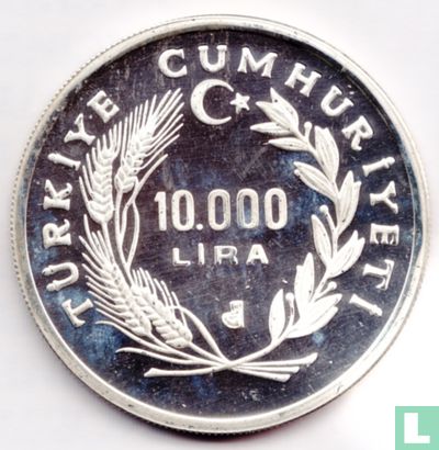 Turkey 10.000 lira 1986 (PROOF) "International Year of Peace" - Image 2