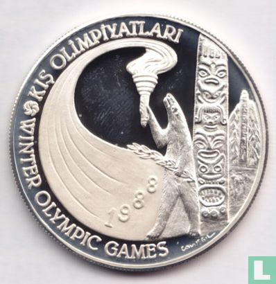 Turkije 10.000 lira 1988 (PROOF) "Winter Olympics in Calgary" - Afbeelding 1