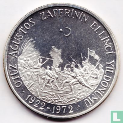 Turkije 50 lira 1972 (PROOF) "50th anniversary Battle of Dumlupinar" - Afbeelding 1