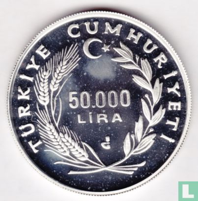 Turkey 50.000 lira 1994 (PROOF) "100th anniversary International Olympic Committee" - Image 2