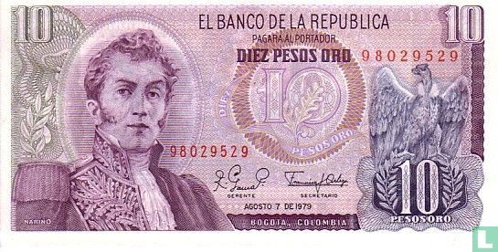 Colombia 10 Pesos Oro 1979 - Image 1