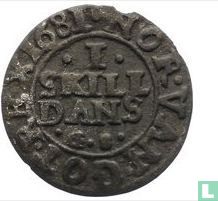 Denemarken 1 skilling 1681 - Afbeelding 1