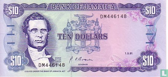 Jamaika 10 Dollars 1991 - Bild 1