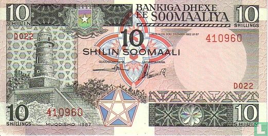 Somalie 10 Shilin 1987 - Image 1