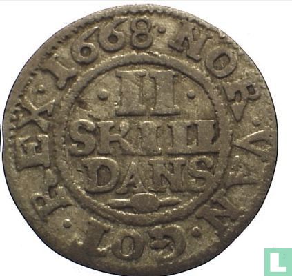 Denemarken 2 skilling 1668 (puntig schild) - Afbeelding 1