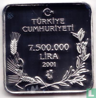 Turkije 7.500.000 lira 2001 (PROOF) "Kücük Karabatak" - Afbeelding 1