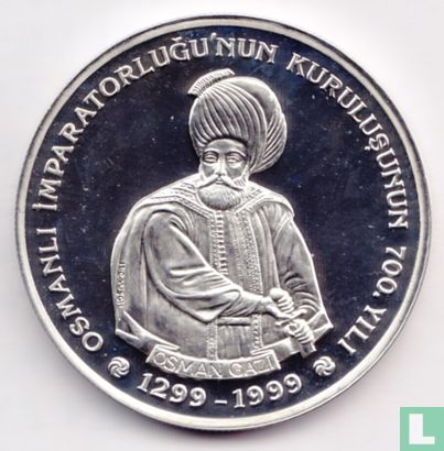 Turkije 4.000.000 lira 1999 (PROOF) "700 years of Ottoman Empire - Osman Gazi" - Afbeelding 2
