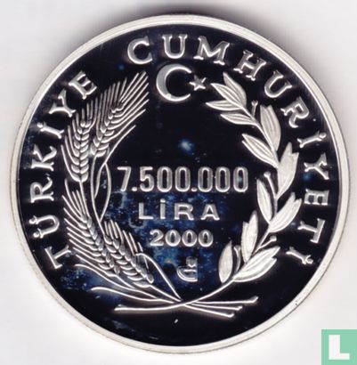 Turkey 7.500.000 lira 2000 (PROOF - type 1) "Year 2000" - Image 1