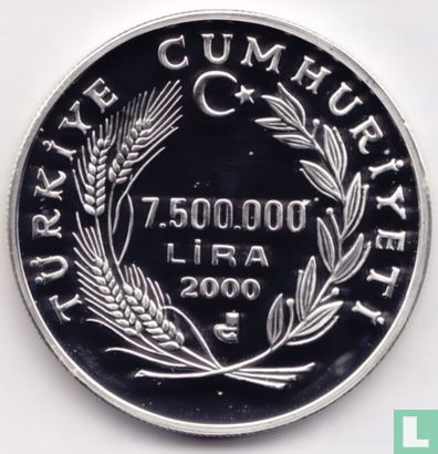 Turquie 7.500.000 lira 2000 (BE - frappe médaille) "European Football Championship" - Image 1